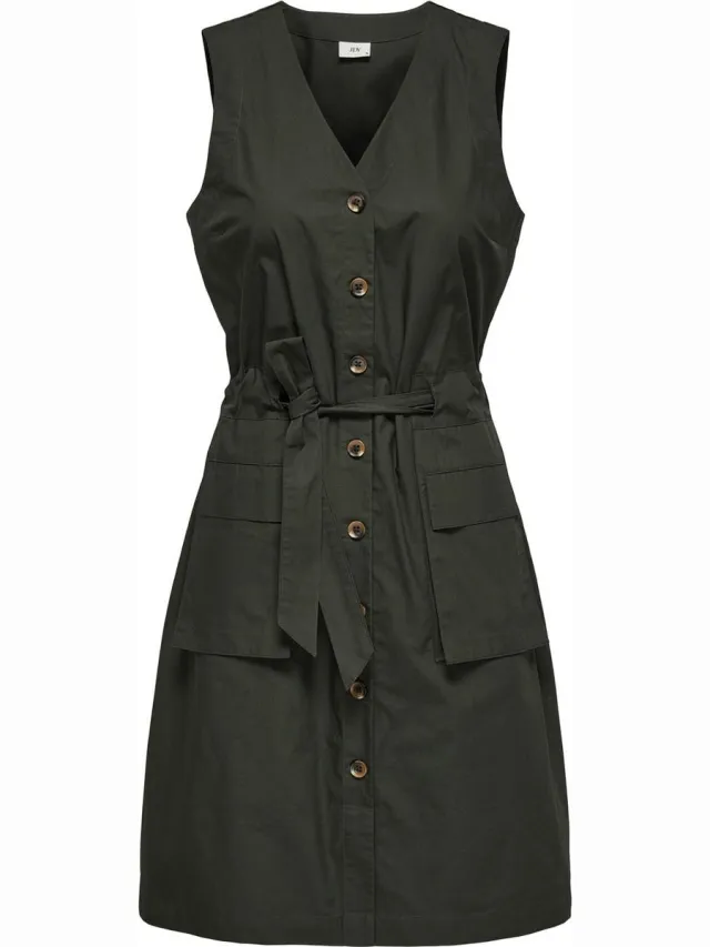 JDY JDYELORA S/L V-NECK CARGO DRESS WVN EXP - Dames - Mini jurken Grijs