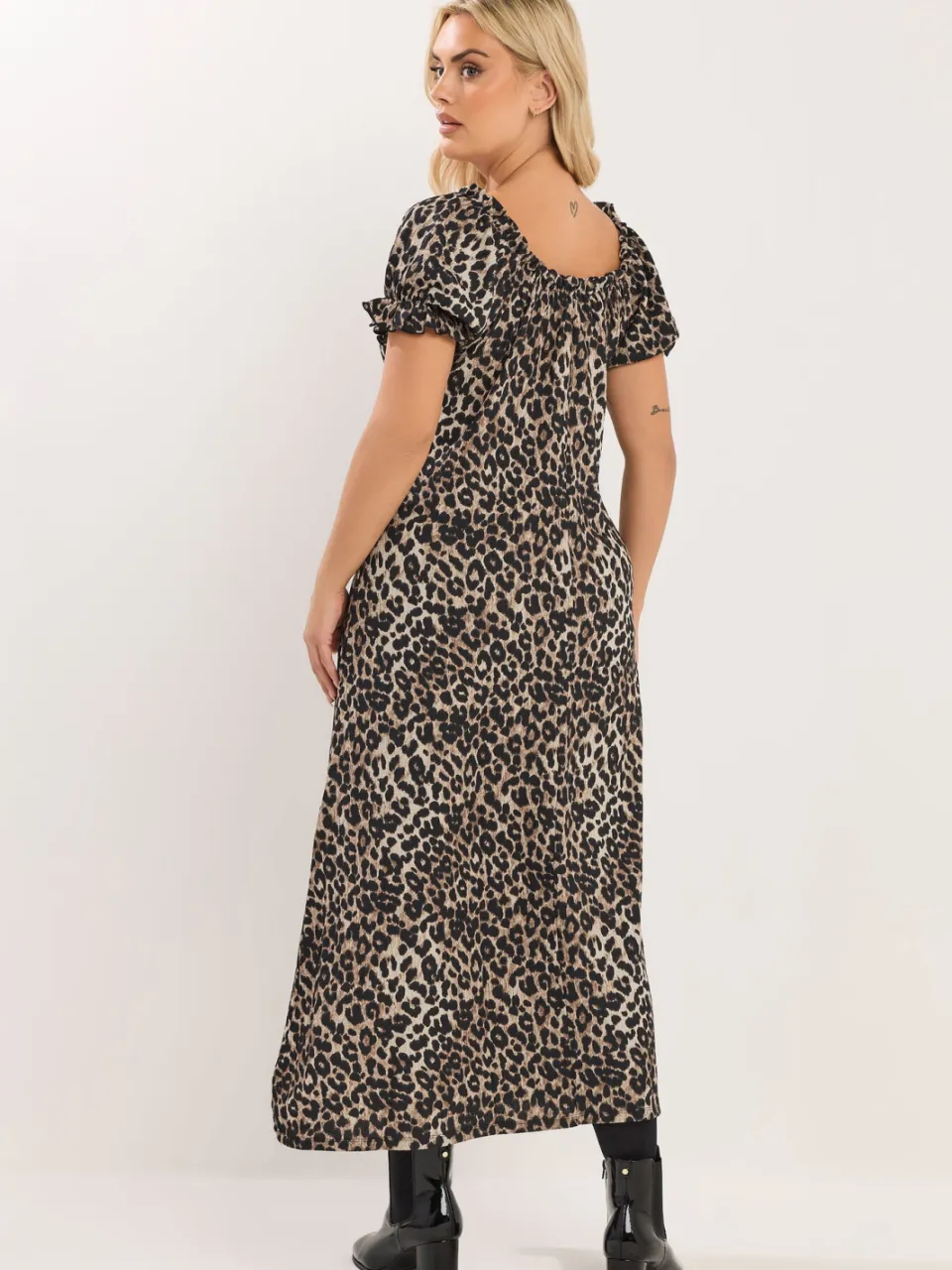 Yours Beige Bruine Luipaardprint Maxijurk Met Textuur, foto 3