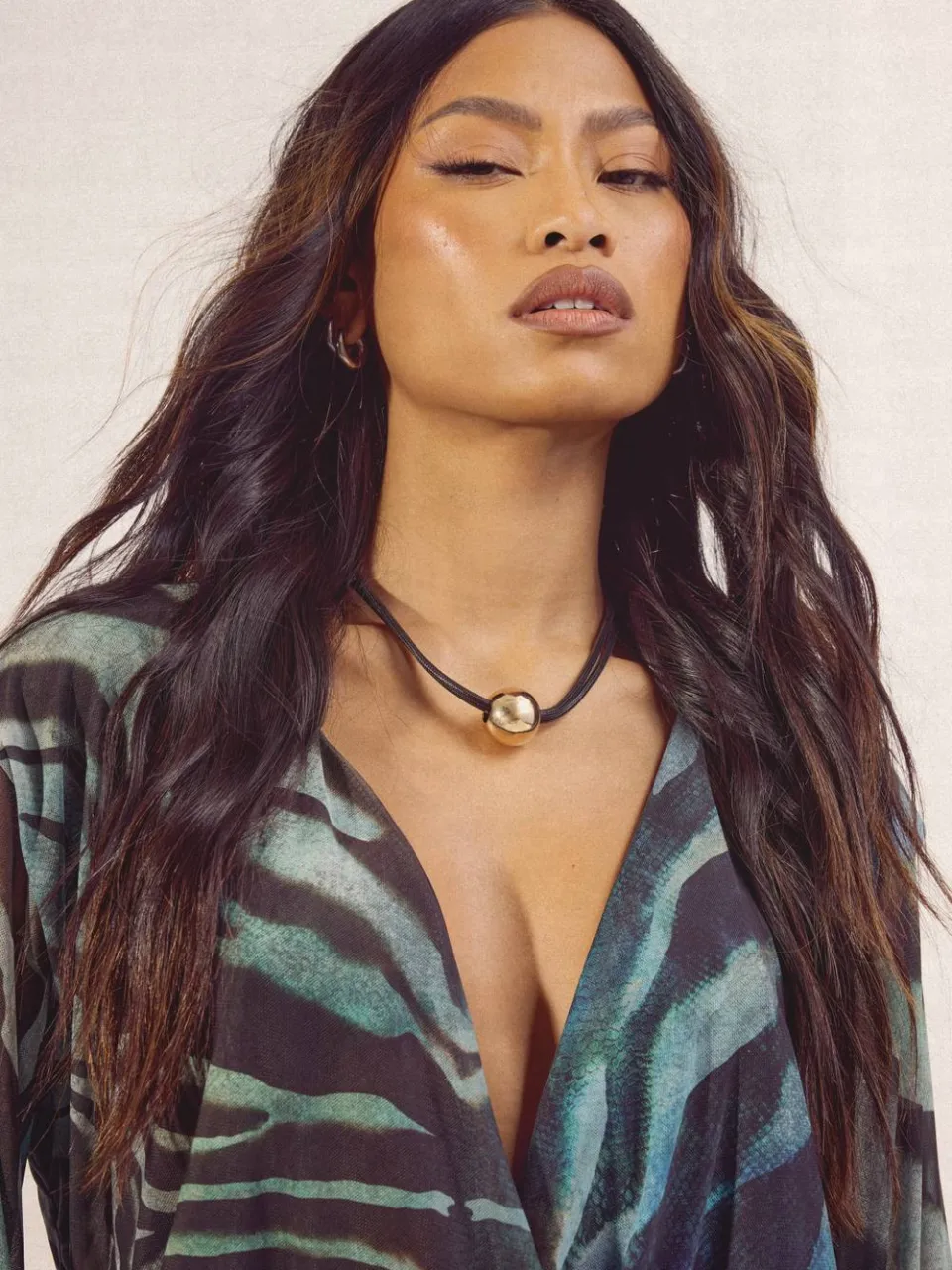boohoo Dames Mini-jurk Met Vervaagde Dierenprint Mesh En Klokmouwen blauw, foto 4