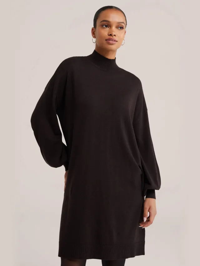 WE Fashion sweatjurk met wol - donkerbruin
