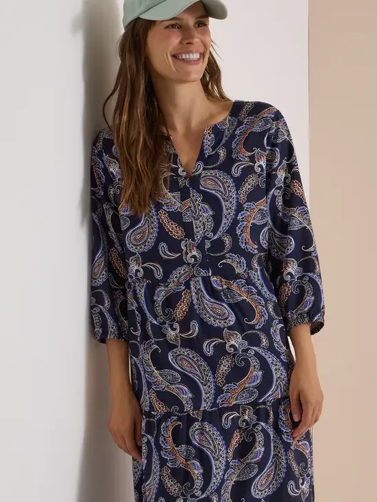 cecil Midi-jurk met split in de hals en print blauw, foto 2