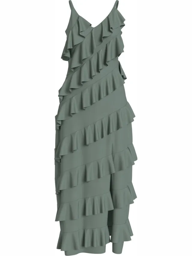Vila Maxi jurk Strap Green Milieu