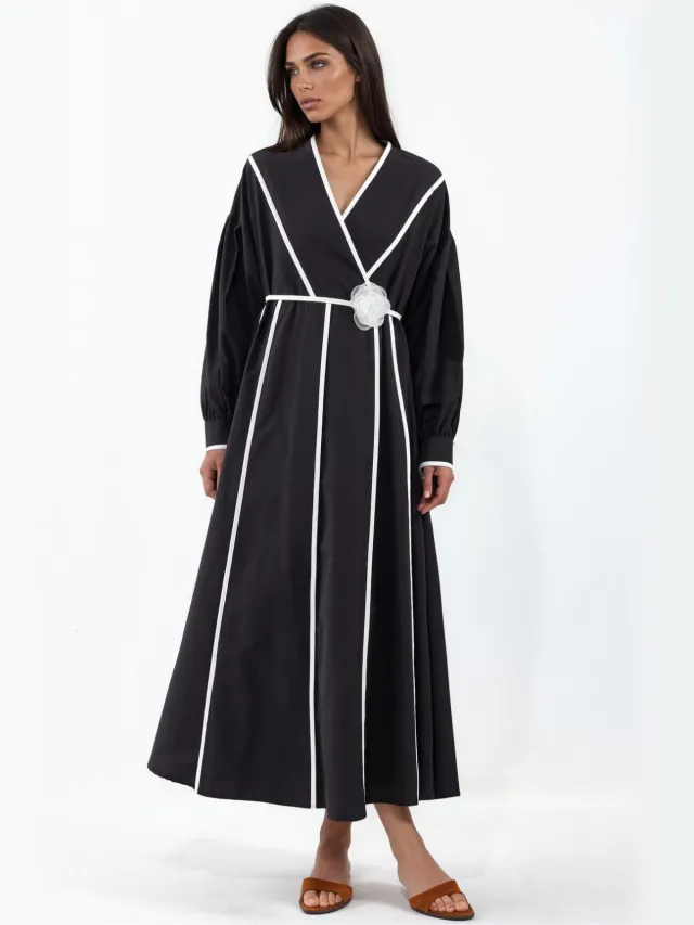 MSN Collection Gestreepte Maxi-jurk met Ceintuur Veelkleurig