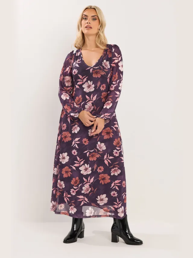 Yours Paarse Bloemen Maxijurk Purple
