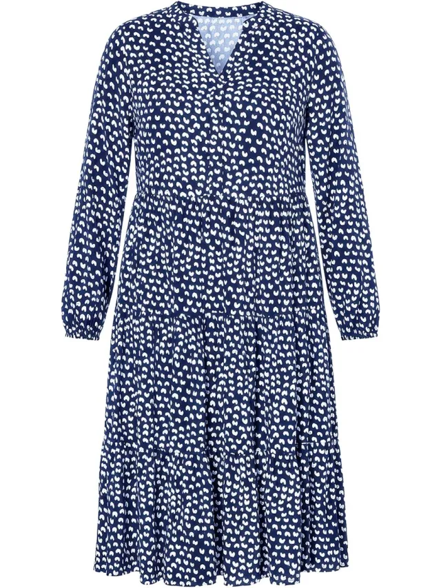 Studio Untold Dames - Maxi-jurk A-lijn black & white print - Zwart - Maat 50+