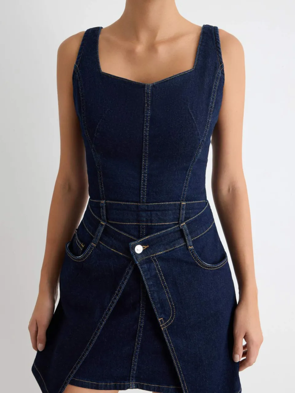 Trendyol TRENDYOLMİLLA Dames Blauw Effen Kort / Mini Lang Double-breasted Jurken, foto 2