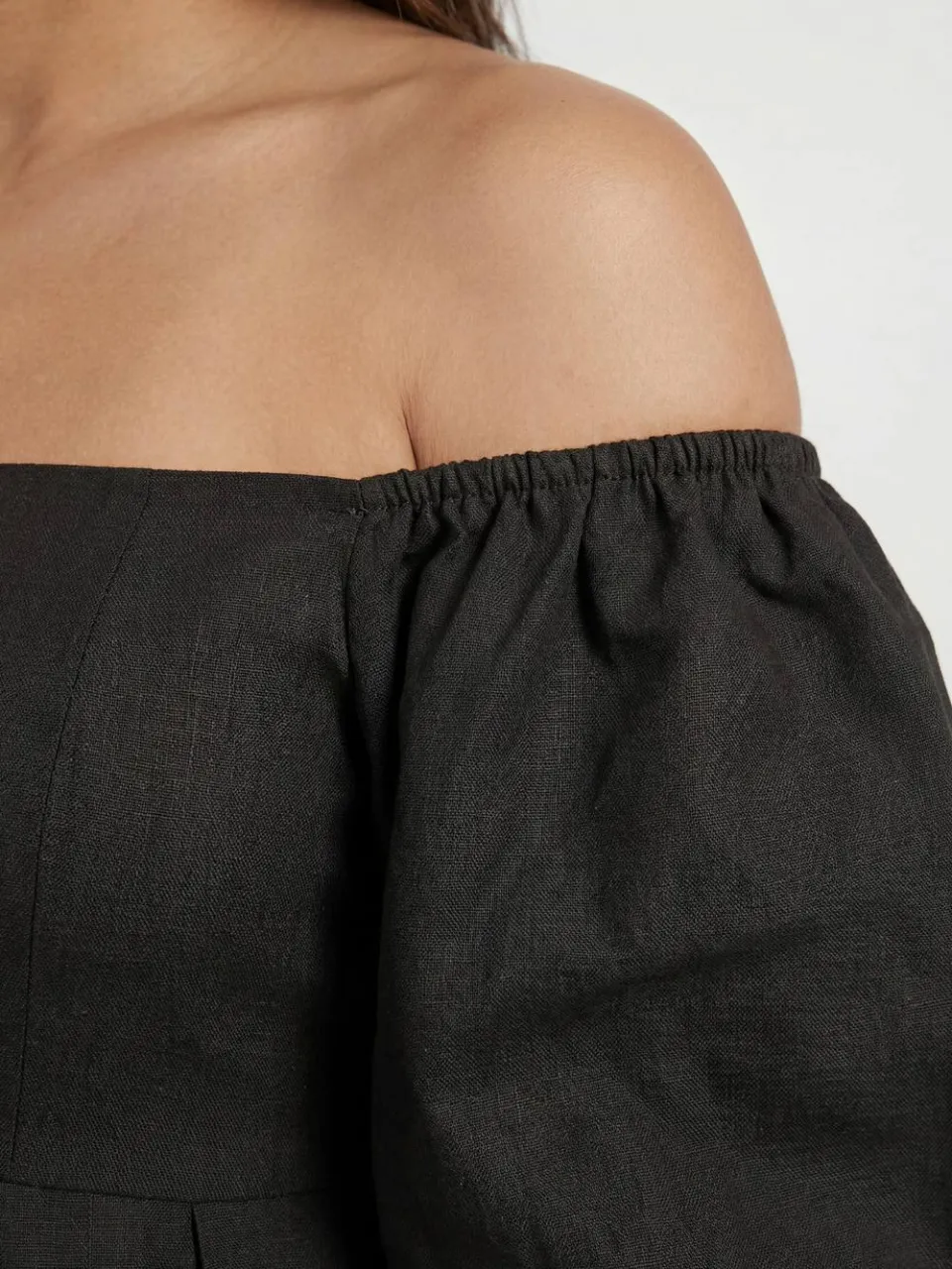 boohoo Dames Zwangerschaps Linnen Pofmouw Bardot Maxi Jurk zwart, foto 2