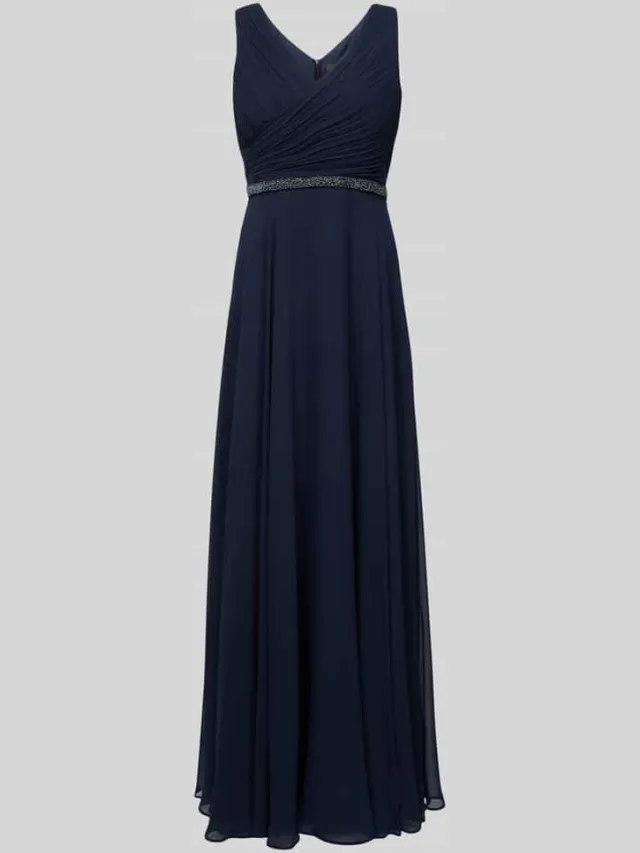 Vera Mont Avondjurk met taillepas donkerblauw, foto 2