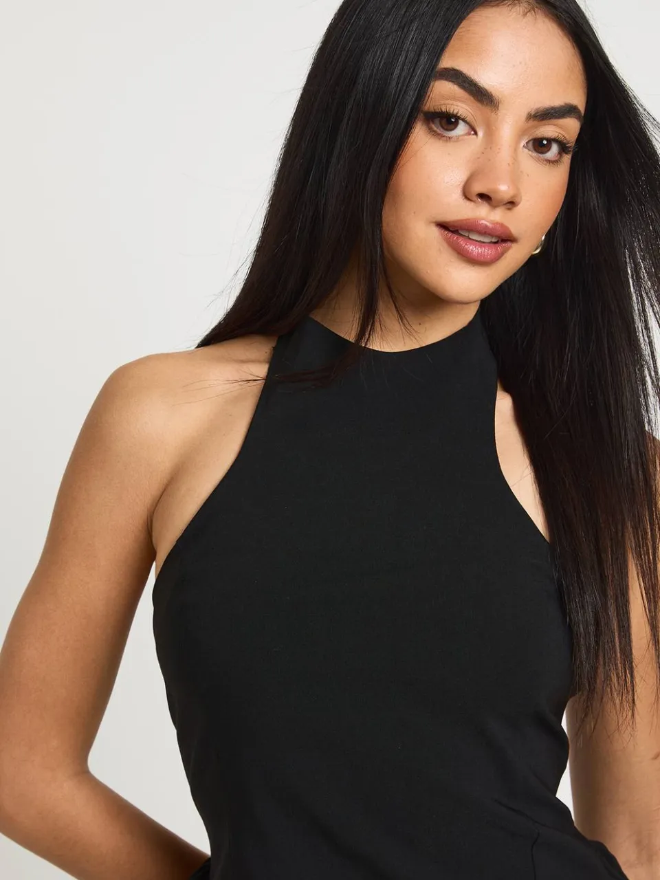 boohoo Dames Halterneck Wijde Rok Mini Jurk zwart, foto 4