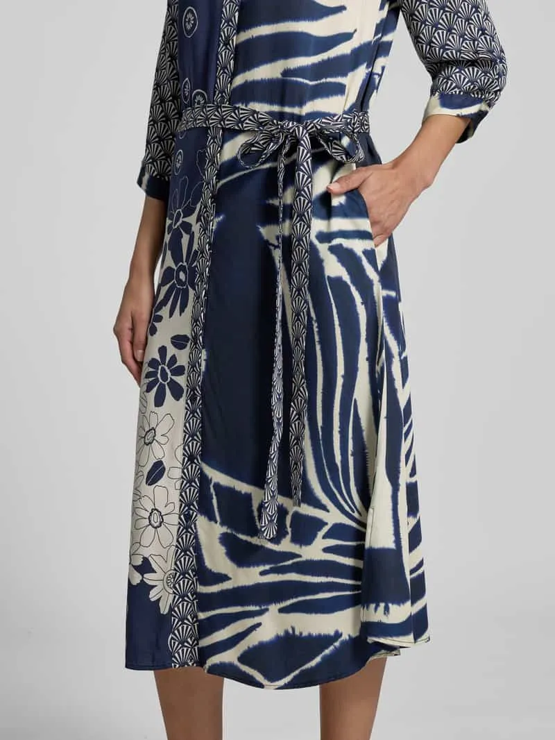Milano Italy Midi-jurk met ronde hals marineblauw, foto 3