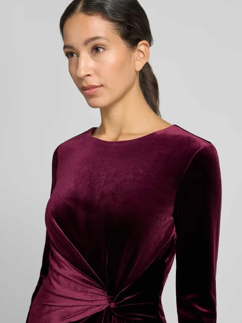 Christian Berg Woman Selection Knie-lange jurk van fluweel met knoopdetail aubergine, foto 4