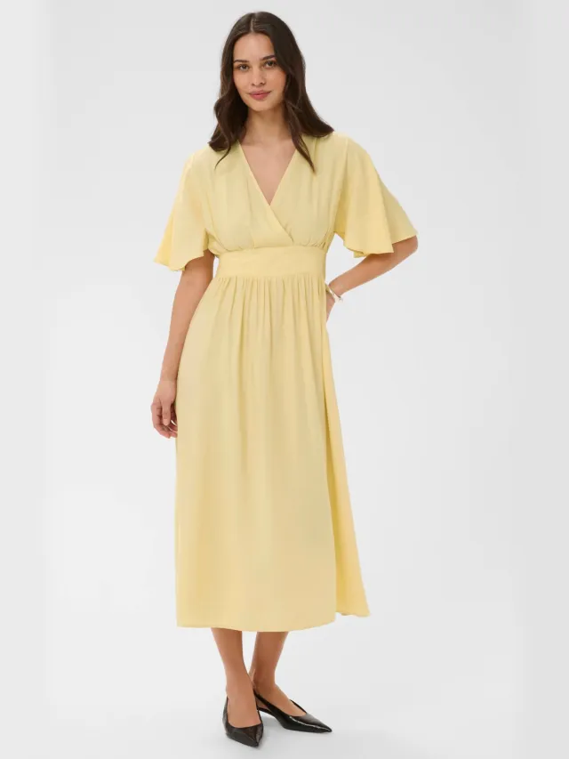 Kaffe midi jurk geel