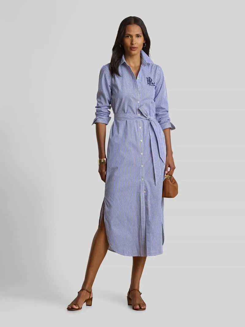 Lauren Ralph Lauren Getailleerde blousejurk van puur katoen Lichtblauw