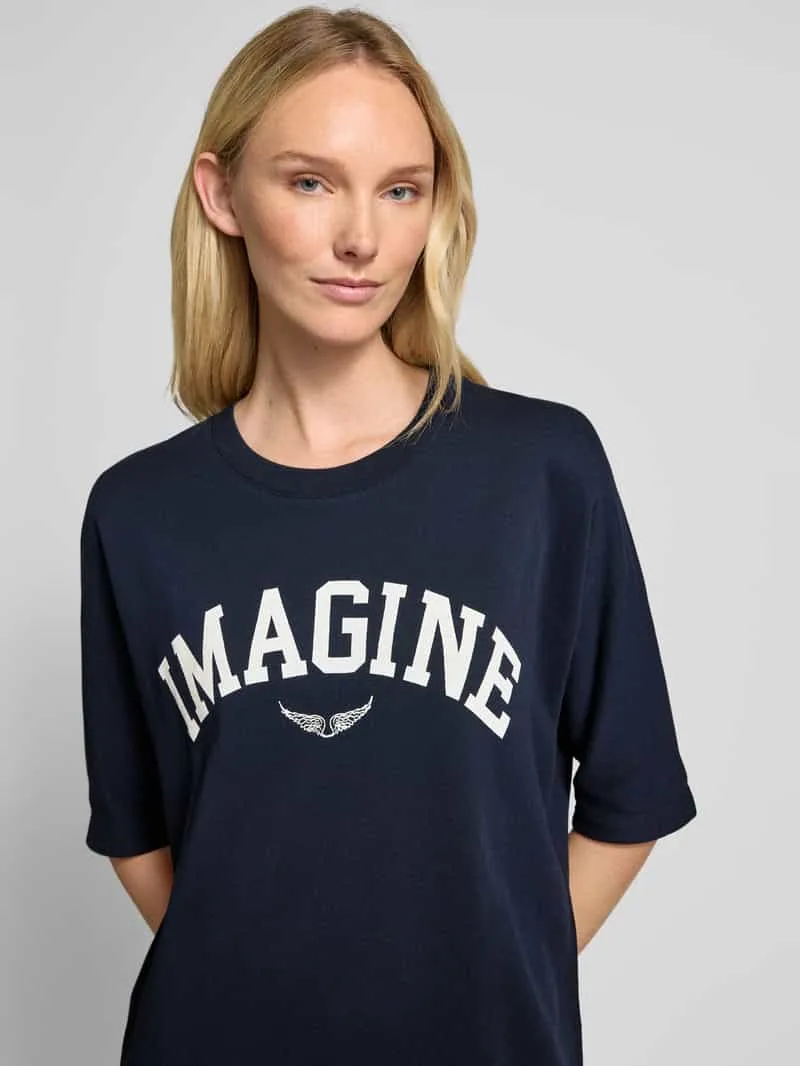 Zadig & Voltaire T-shirtjurk met statementprint, model 'PORTMAN' marineblauw, foto 4