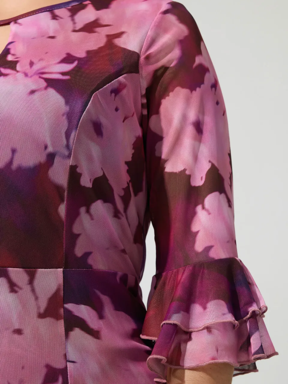 Yours London Roze En Rode Jurk Met Wazige Bloemenprint En Sleutelgat, foto 4