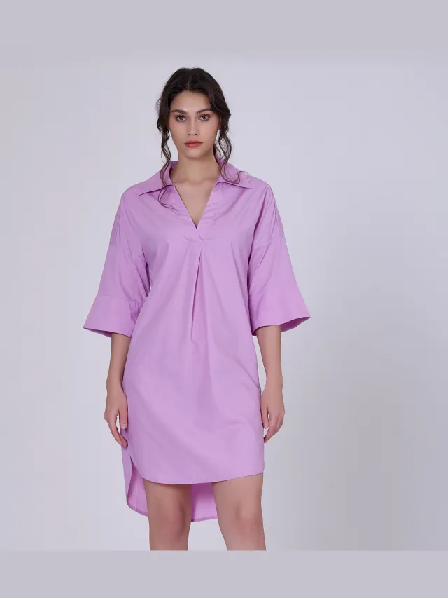Smart & Joy Katoen minimalistisch shirtjurk Roze