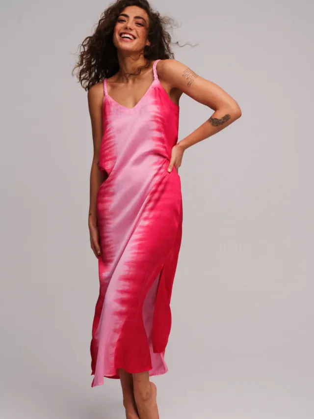 Gossia viscose dip-dye maxi jurk met split - roze