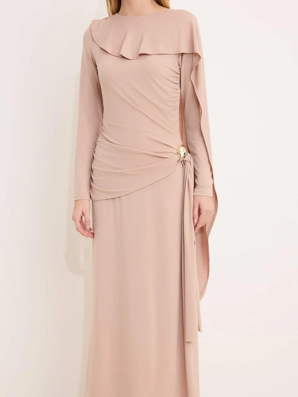 Turkishsouq Damesjurk, bruin, plat, maxi, lang, chic/nacht, bodycon, hijab, foto 2