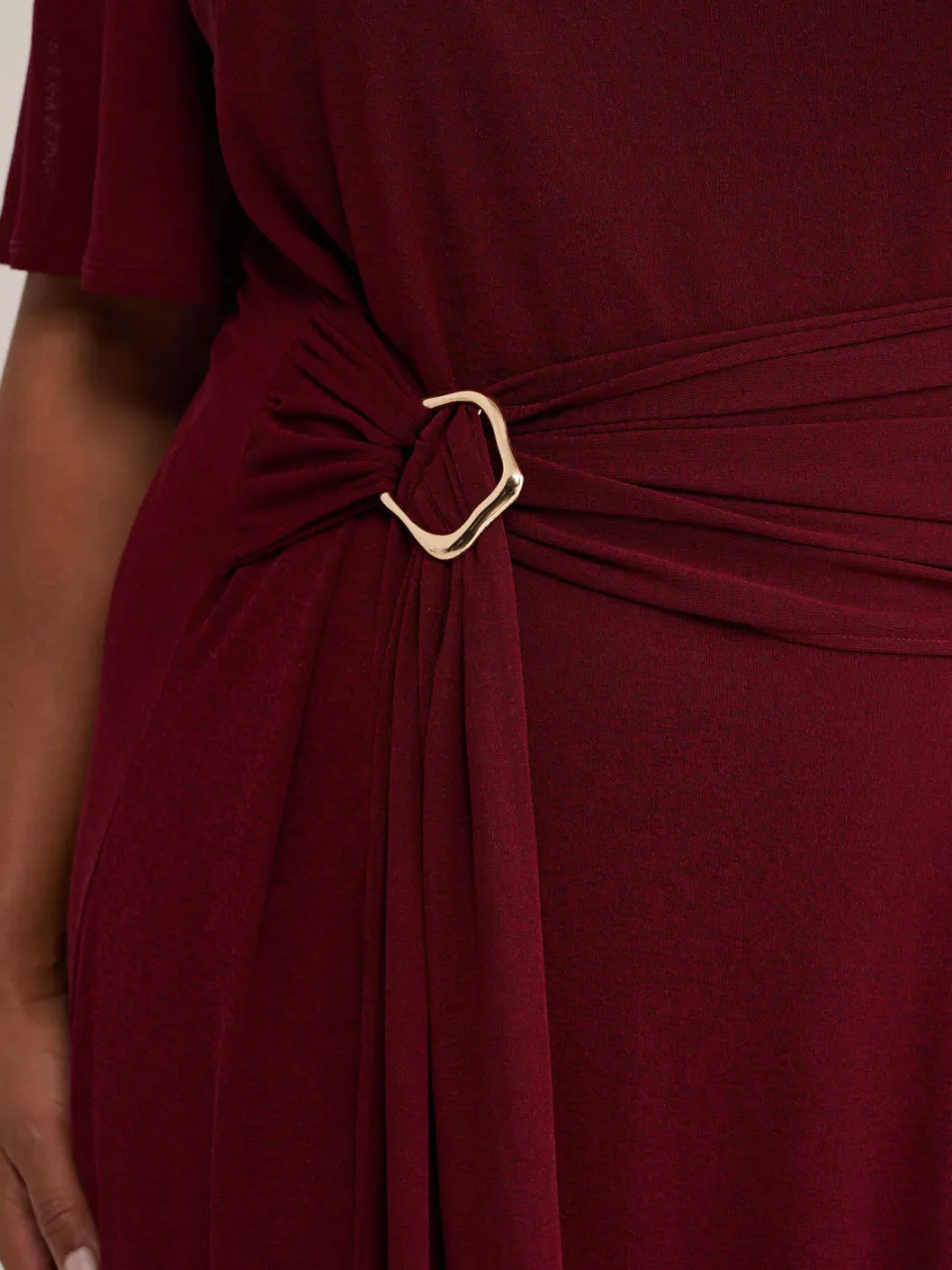 WE Fashion Curve korte jurk Plus Size - donkerrood, foto 4