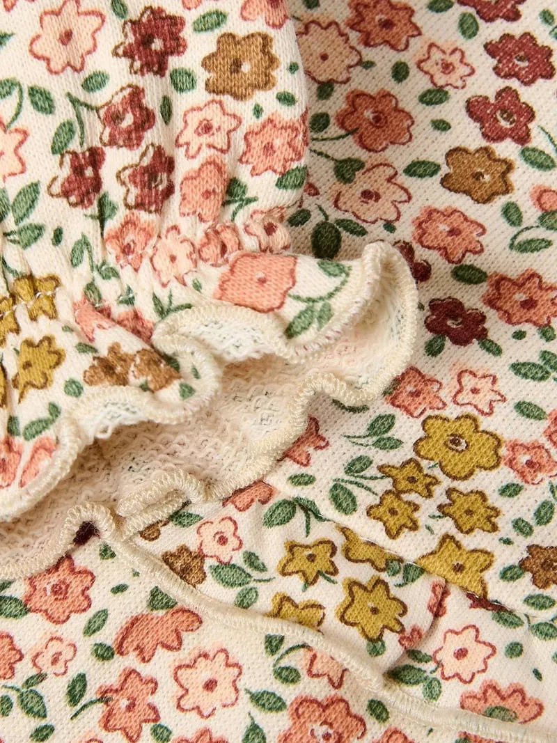 Little Dutch gebloemde jurk met ruches beige, foto 3