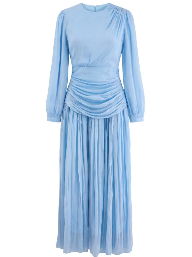 Trendyol Modest Dames Donkerblauw Effen Maxi Lang Stijlvol/Avond Skater Modest Avond Jurken