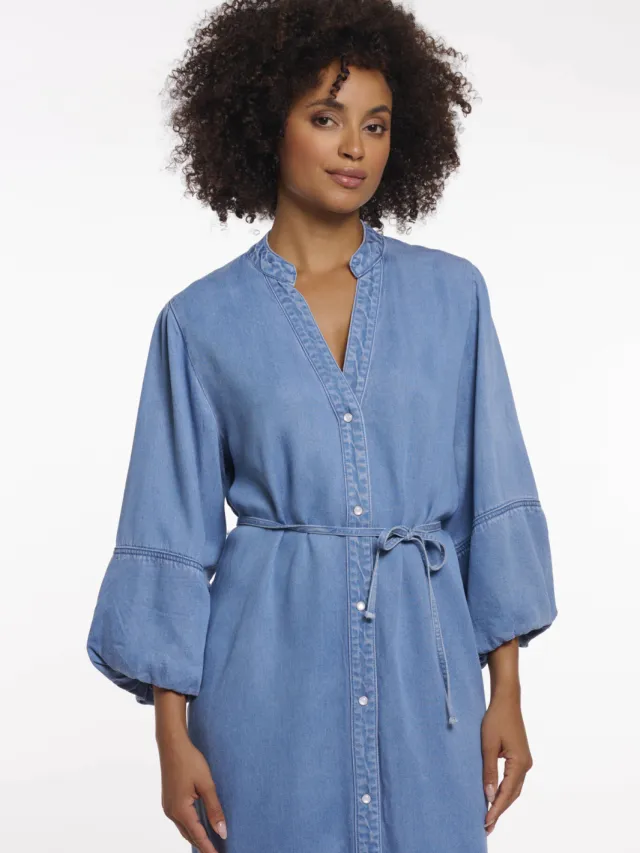 Rino & Pelle A-lijn jurk medium blue denim, foto 3