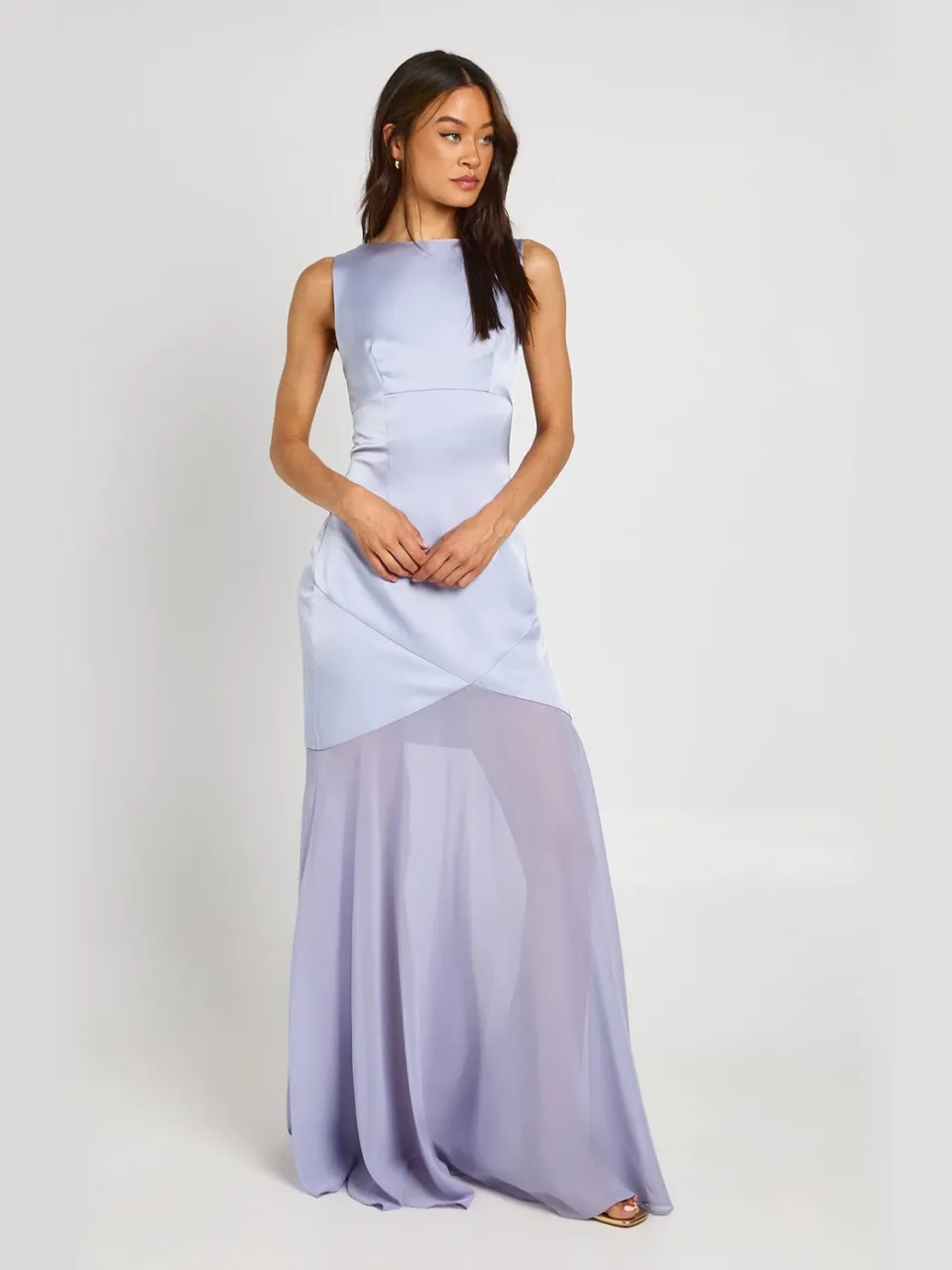 boohoo Dames Tall Vierkante Hals Volle Rok Mini Jurk poederblauw, foto 3