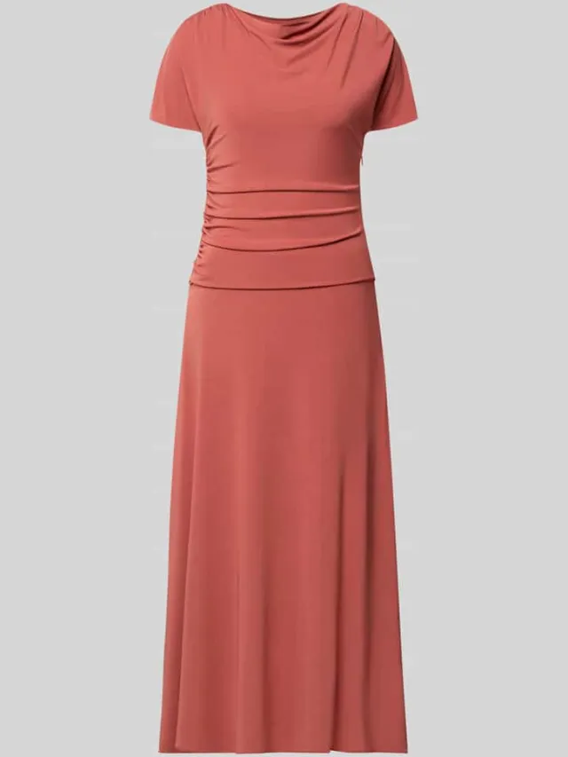 Christian Berg Cocktail cocktailjurk met cascadehals en draperieën terracotta, foto 2