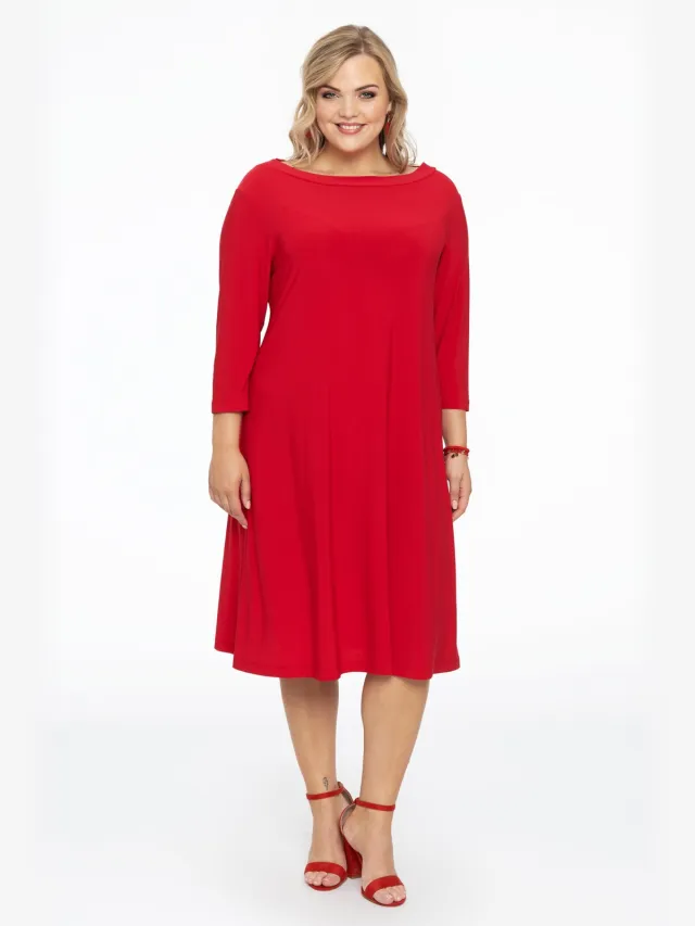 Yoek Jurk met boothals | Rood
