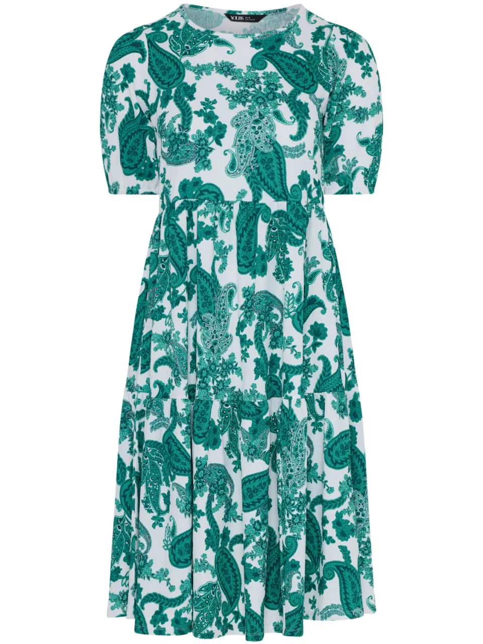Yours Groene Gelaagde Midijurk Met Paisleyprint, foto 4