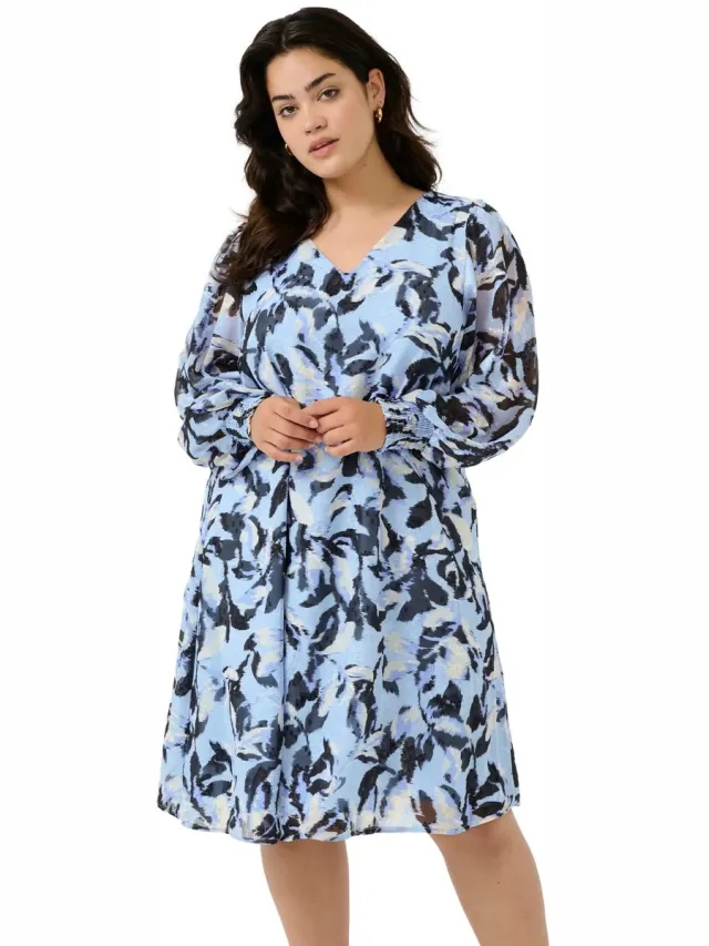 Kaffe Curve Damesjurk KAFFE Curve KCElona blue flower print