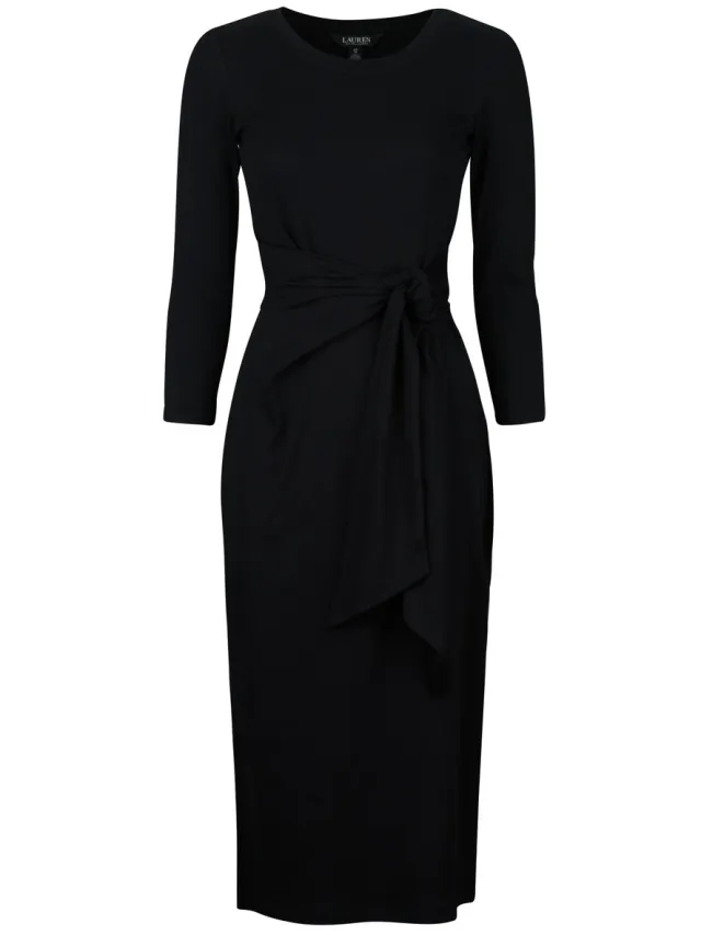 Lauren Ralph Lauren Lange Jurk Lauren Ralph Lauren IMALAH LONG SLEEVE DAY DRESS Zwart