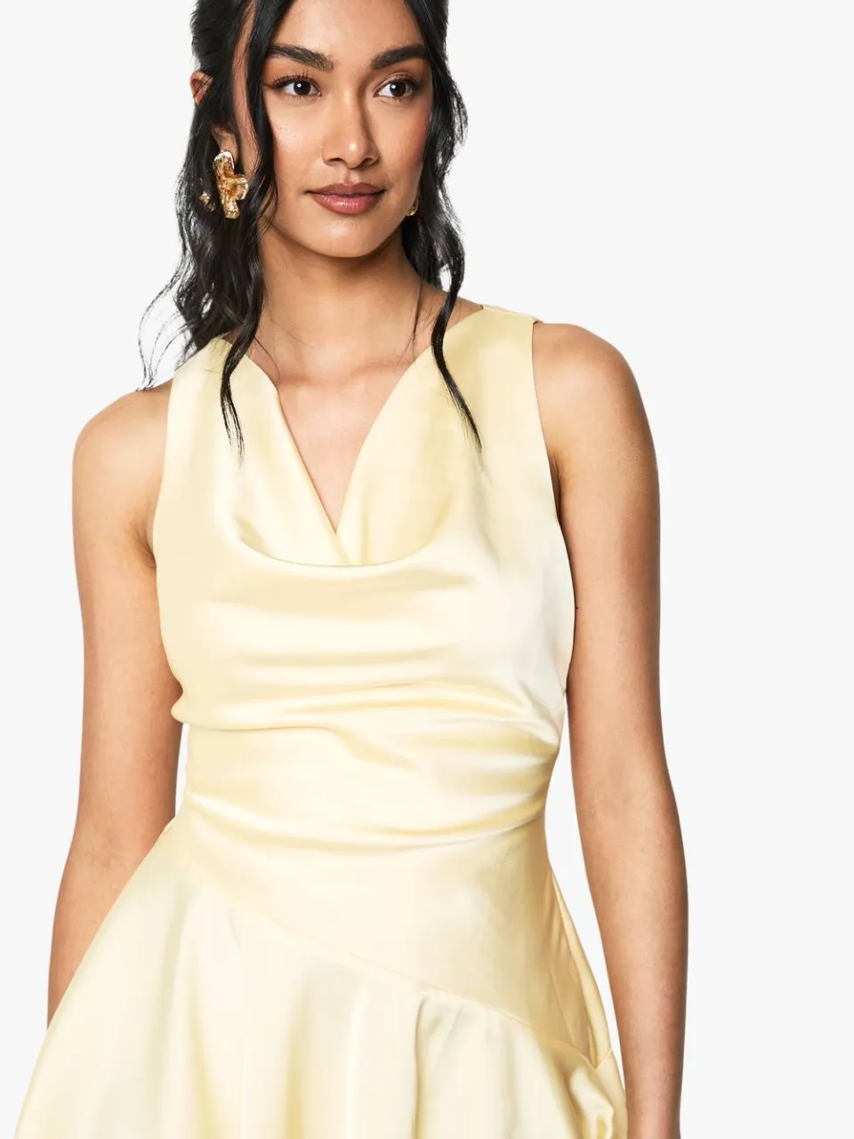 boohoo Dames Satijn Dropped Waist Mini Jurk citroen, foto 4