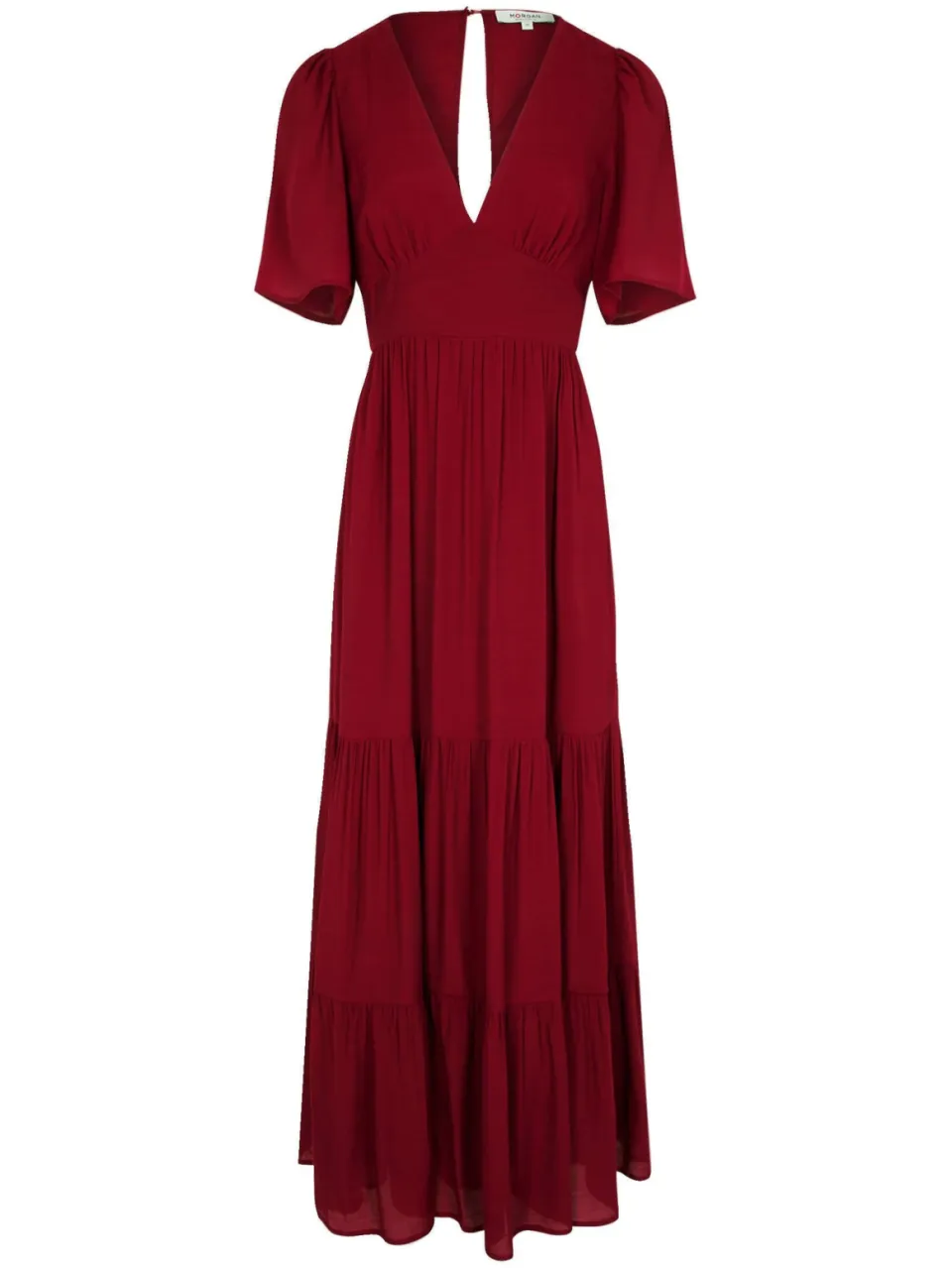 Morgan maxi jurk met open rug - donkerrood, foto 2