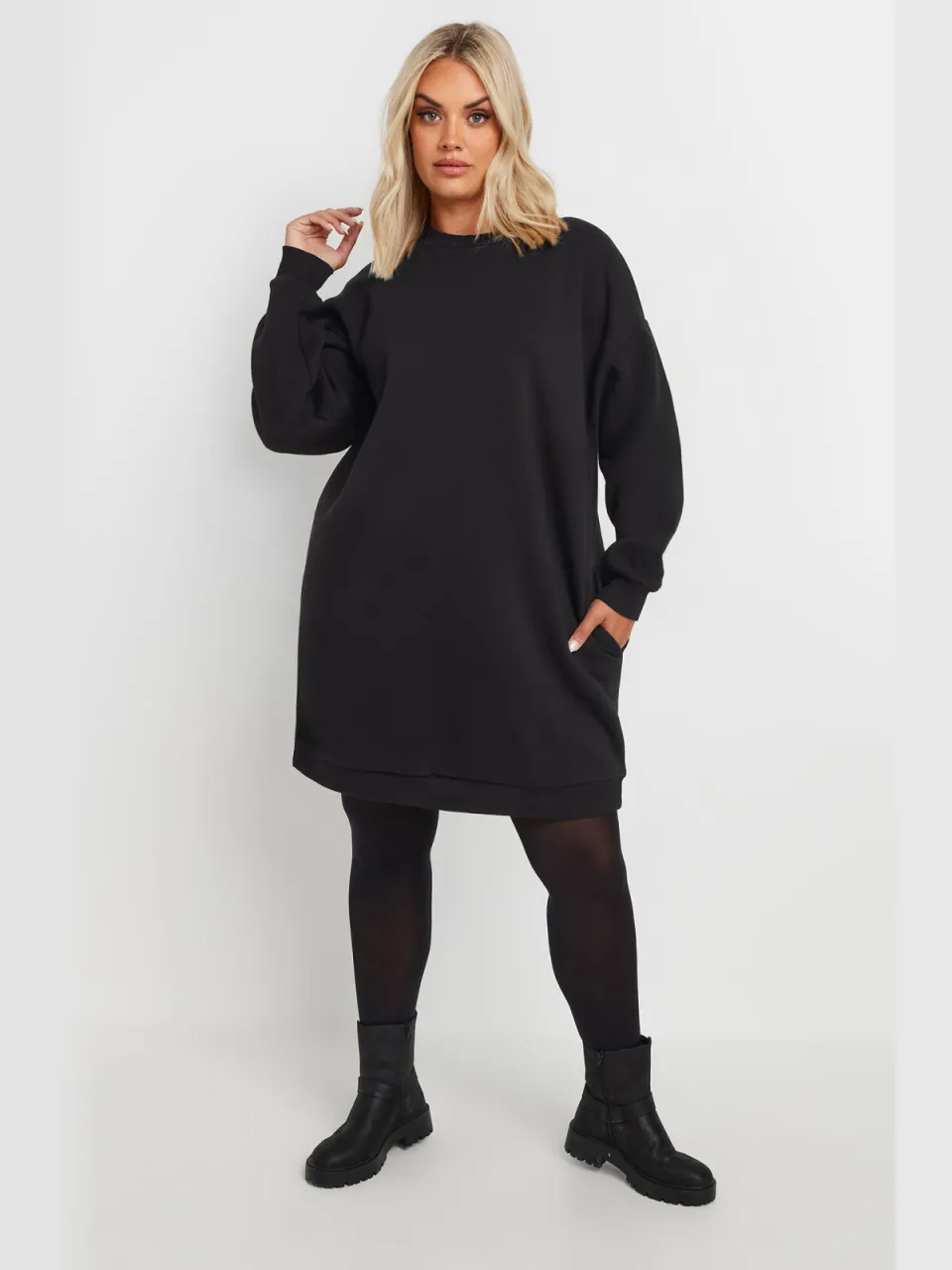 Yours Zwarte Sweatshirtjurk-56, foto 2