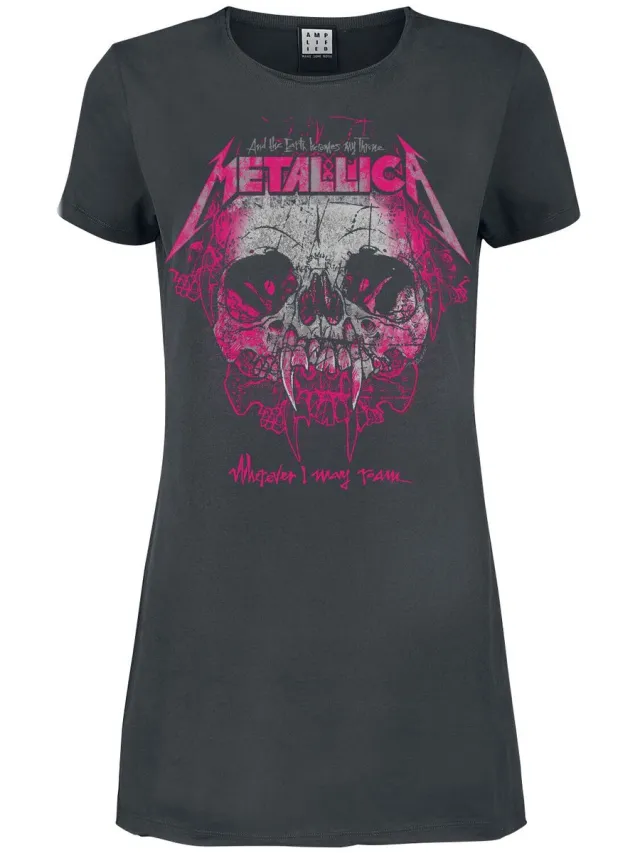 Metallica Amplified Collection - Wherever I May Roam Pink Ink Dames Mini-jurk - houtskool