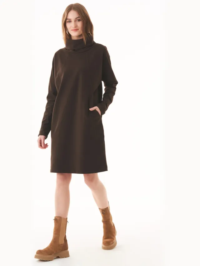 ORGANICATION dames vegan Truijurk Sweater Dress Espresso Donkerbruin