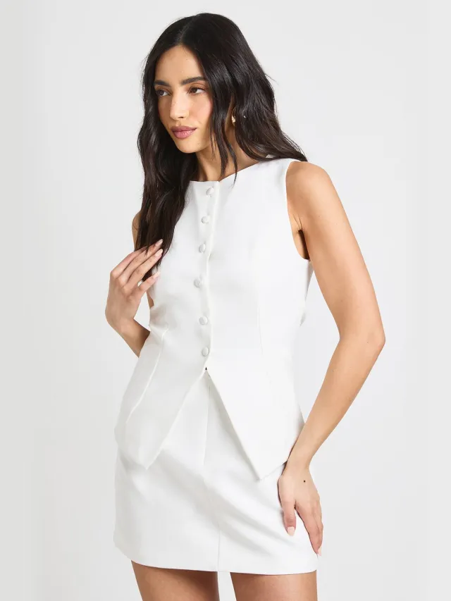 boohoo Dames Getailleerde Gilet Mini-jurk Ivoor