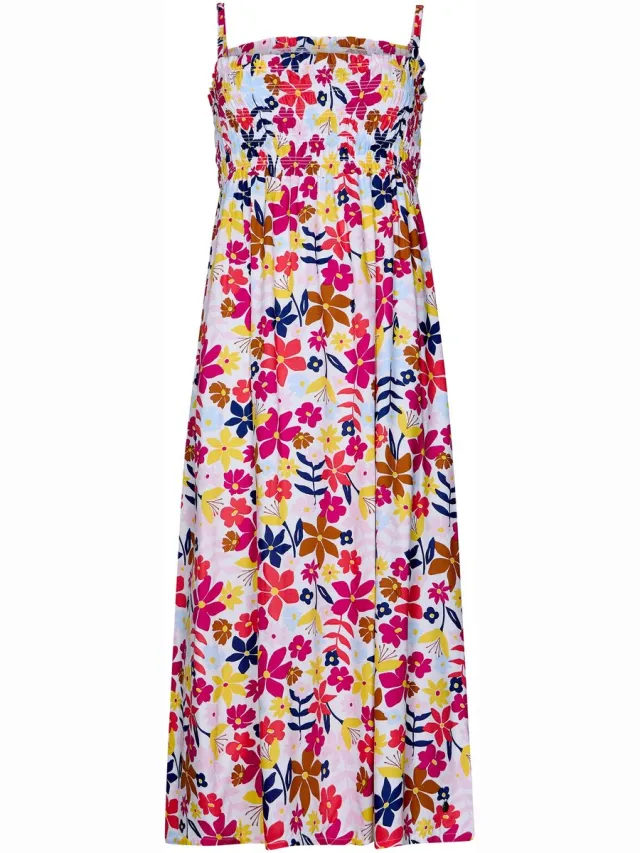 Rebelle Jurk Full Bloom - Wit/Roze - Lange Jurk - Viscose