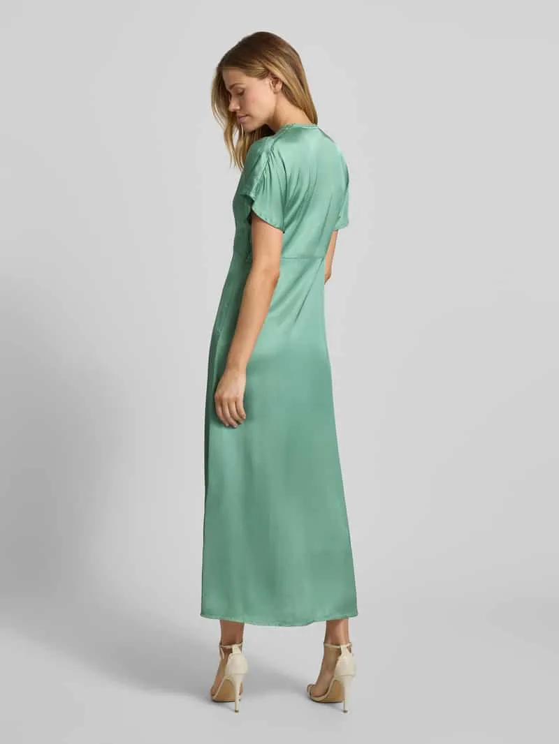 Jake*s Collection maxi-jurk van viscose met V-hals lindegroen, foto 3