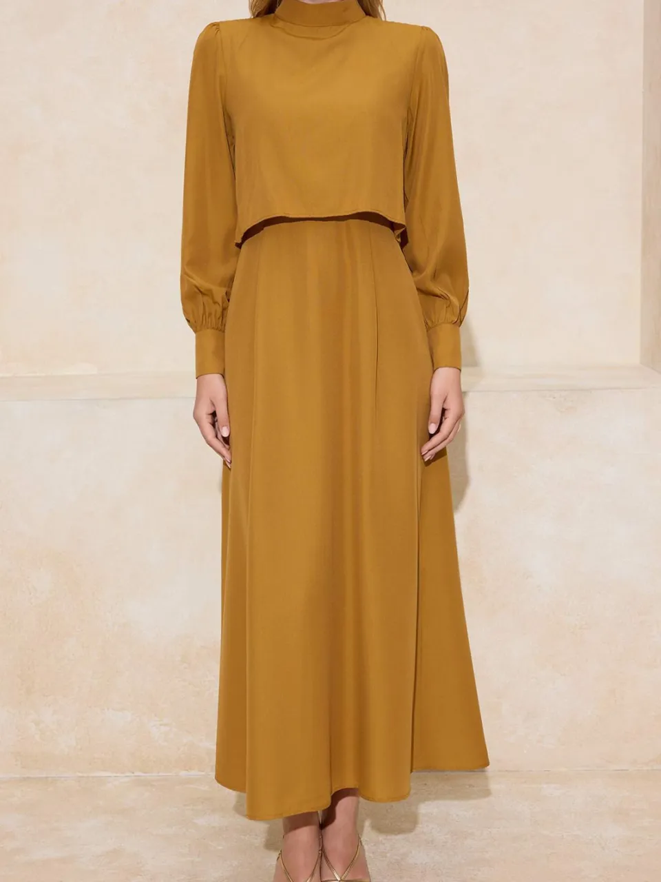 Trendyol Modest Dames Kaki Effen Maxi Lang Casual A-lijn Modest Jurken, foto 2