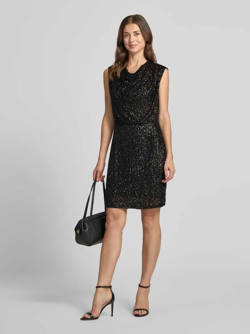 Jake*s Collection Paillettenjurk met watervalhals zwart, foto 4
