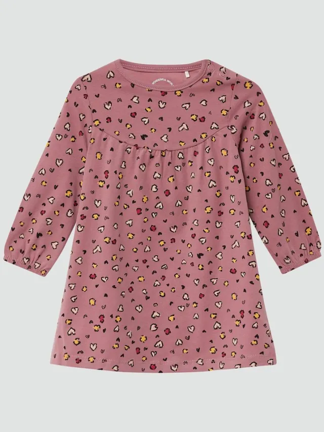 S.Oliver others - Uitlopende jersey jurk met all-over print oudroze