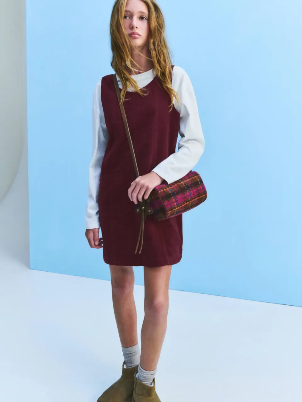 Mango overgooier met corduroy details donkerrood
