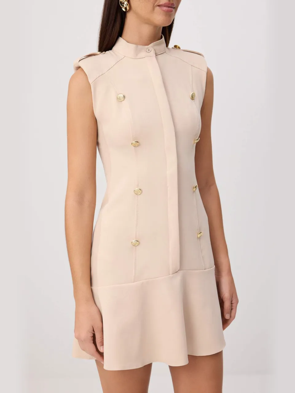 Trendyol TRENDYOLMİLLA Dames Beige Effen Kort / Mini Mouwloos Skater Jurken, foto 2