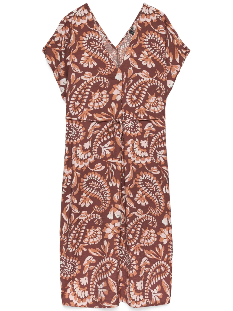 Vero Moda midi jurk met paisley print donkerrood/oranje, foto 2