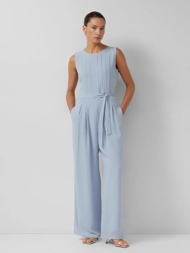 S.Oliver female - Elegante jumpsuit met wijde pijpen en viscose voering lichtblauw