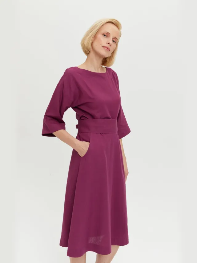 AYANI dames vegan Midi Jurk Mane Magenta Paars