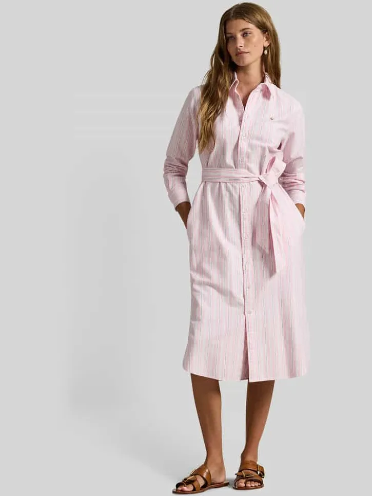 Polo Ralph Lauren Oxford-overhemdjurk met riem Roze
