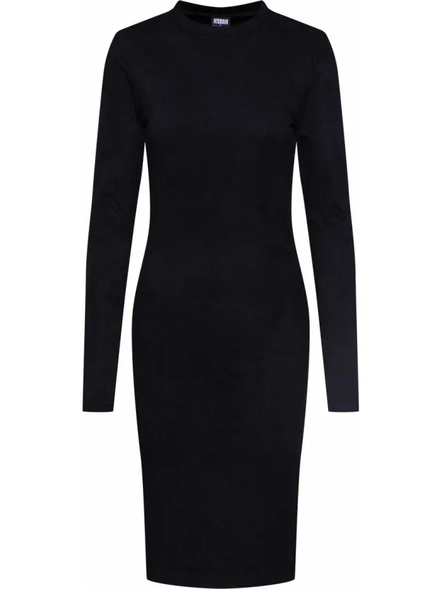 Urban Classics Peached Rib Dames Jurk Zwart